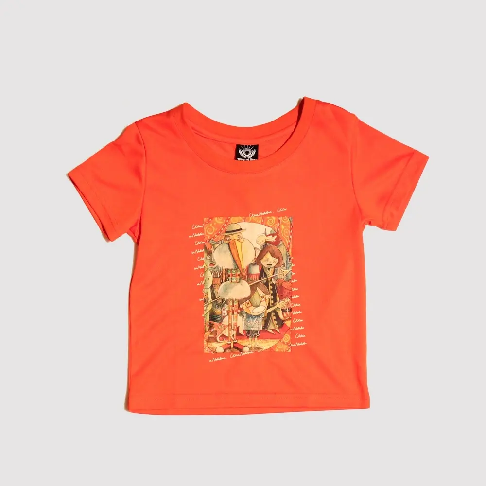 網眼布透氣亮橙橘短袖兒童T