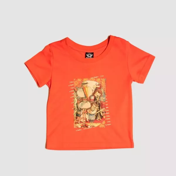 網眼布透氣亮橙橘短袖兒童T